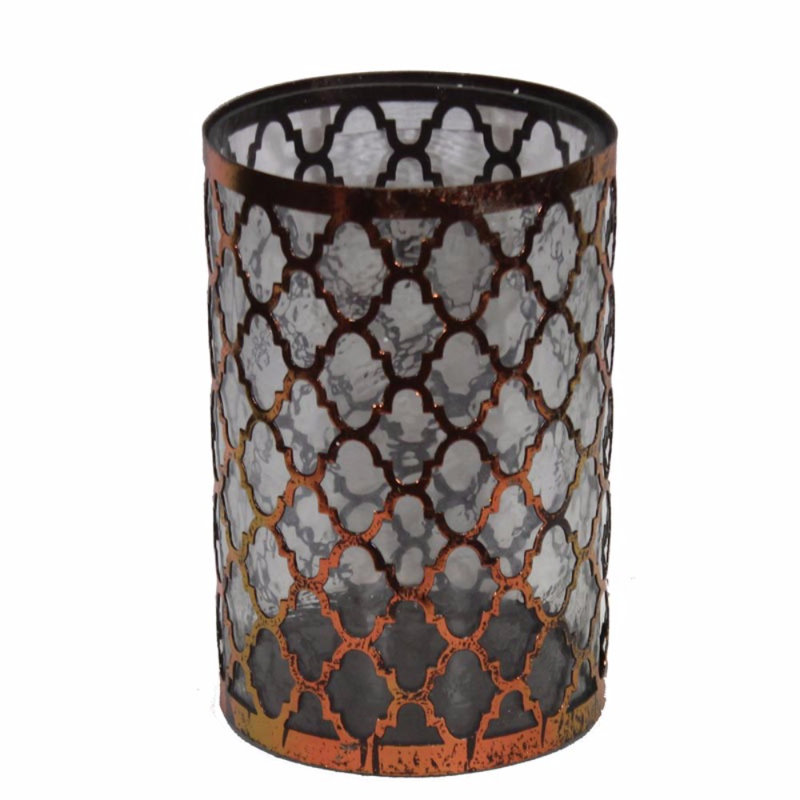 Porte-votive en métal/verre, H 10,5 po x l 7 po x P 7 po
