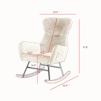 Fauteuil berçant confortable en tissu Teddy gris avec cadre en métal durable pour une détente et un confort absolus.