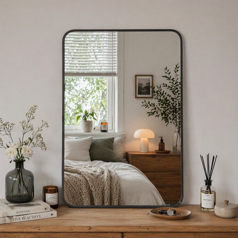 Miroir mural pour salle de bain, 24 po x 32 po, Noir