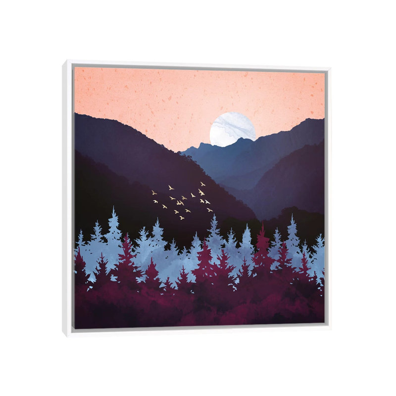 Mulberry Dusk - impression d'art graphique, Aucun mat, H 18 po x l 18 po x 1,5 po, Toile blanche encadrée