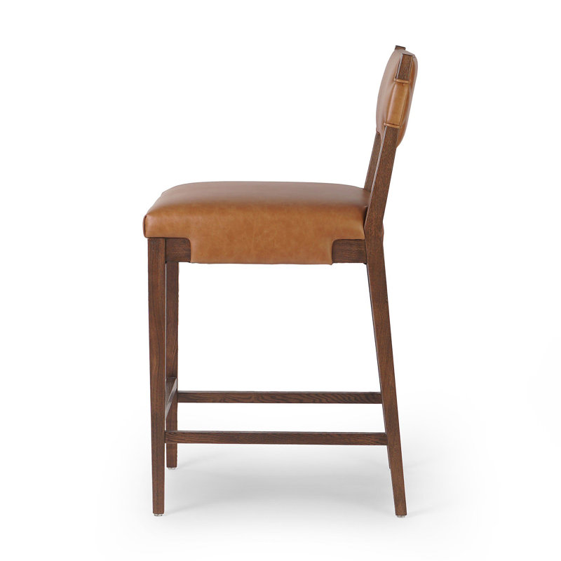 Tamari Stool-Sonoma Chestnut-Bar, Counter Stool (27.75" Seat Height), Brown Genuine Leather, Brown