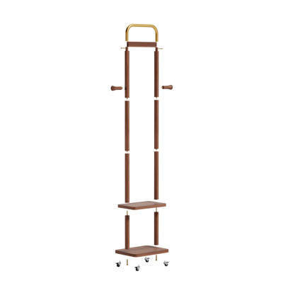 Solid Rubber Wood Coat Rack Stand, 71" Tall Freestanding Hall Tree With 8 Hooks, Space-Saving Clothes Hanger For Entryway & Bedroom (Walnut)