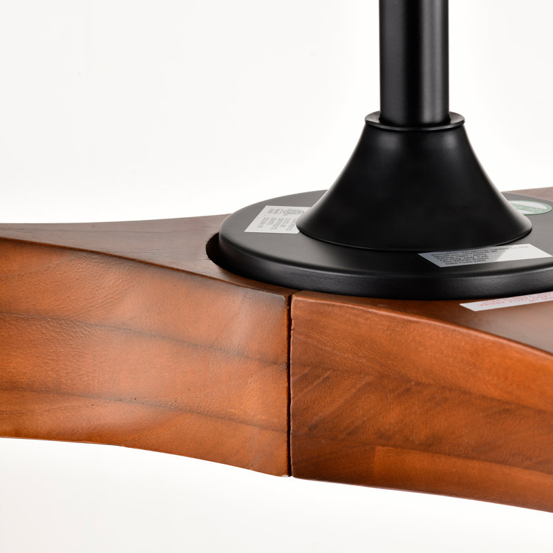 52'' Solid Wood Ceiling Fan, Black with Brown Blades
