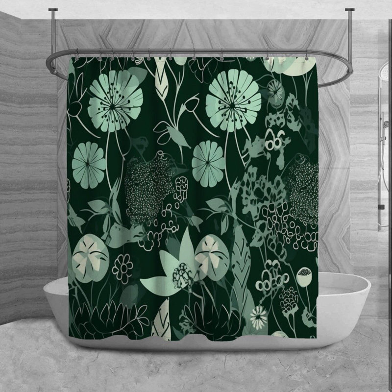 Motif floral de rideau de douche_5993, H 84 po x l 70 po
