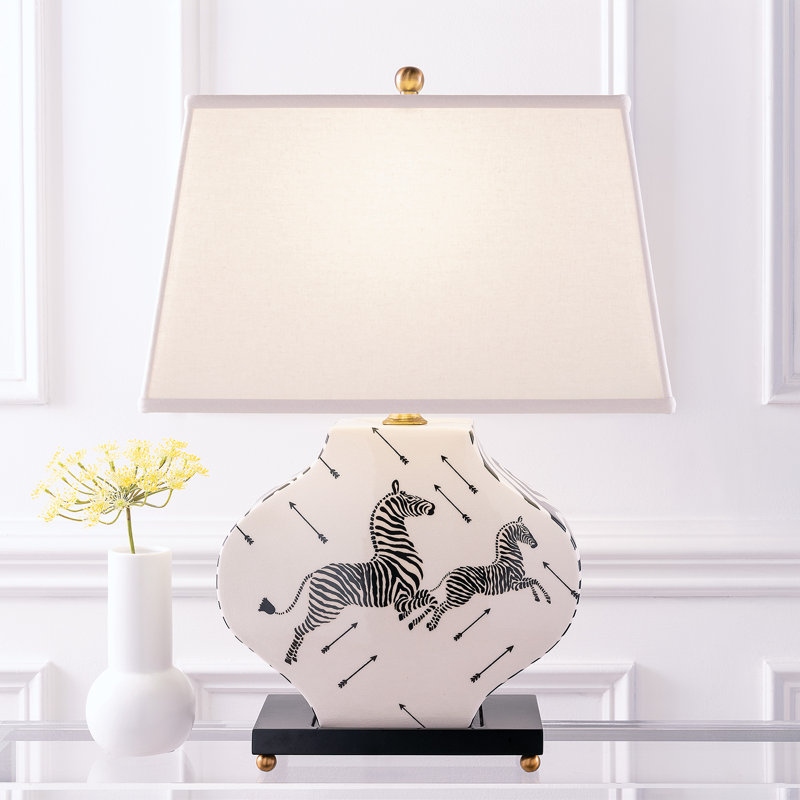 Zebra Scalamandre Maison Porcelain Table Lamp, White/Black