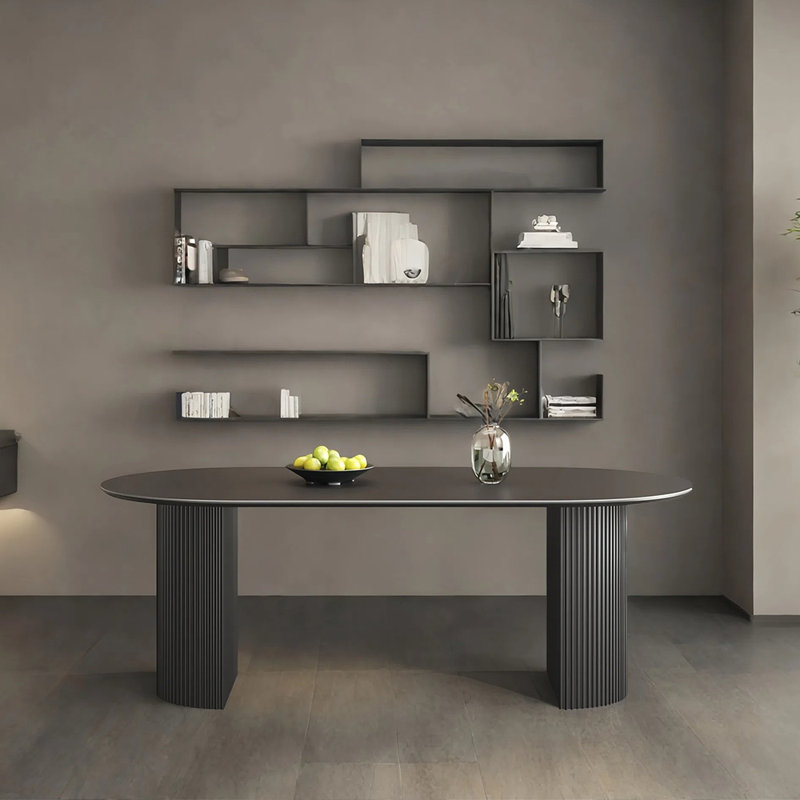 Table de salle à manger ovale de couleur unie de style luxueux, H 29,52 po x L 55,11 po x l 31,49 po