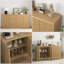 Buffet en bois naturel de 62,60 po de largeur avec 4 portes et tablettes, buffet de rangement polyvalent pour la cuisine, le salon ou le couloir