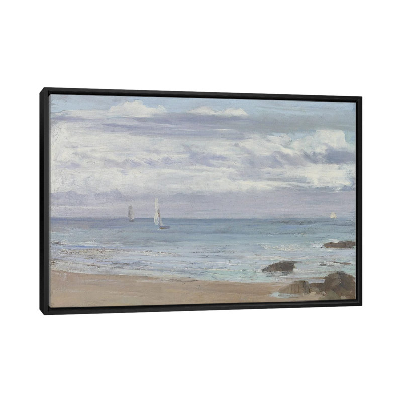 «Blue and Silver Trouville», reproduction d'art sur toile encadrée, 18 po x 26 po, Toile avec cadre, Noir