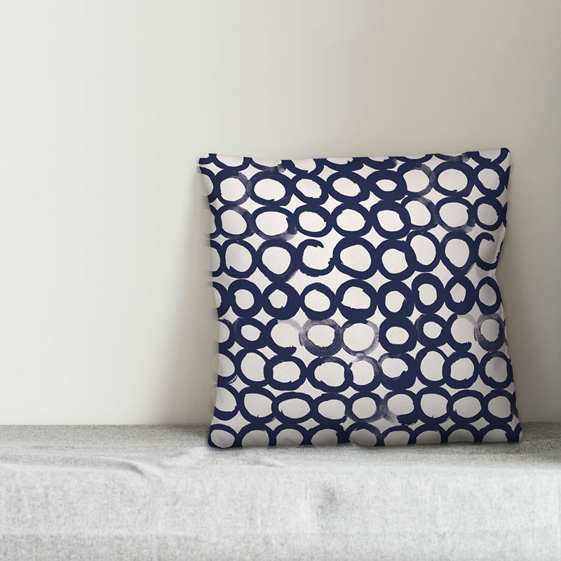  Ink Circles Throw Pillow, 18" x 18", Navy