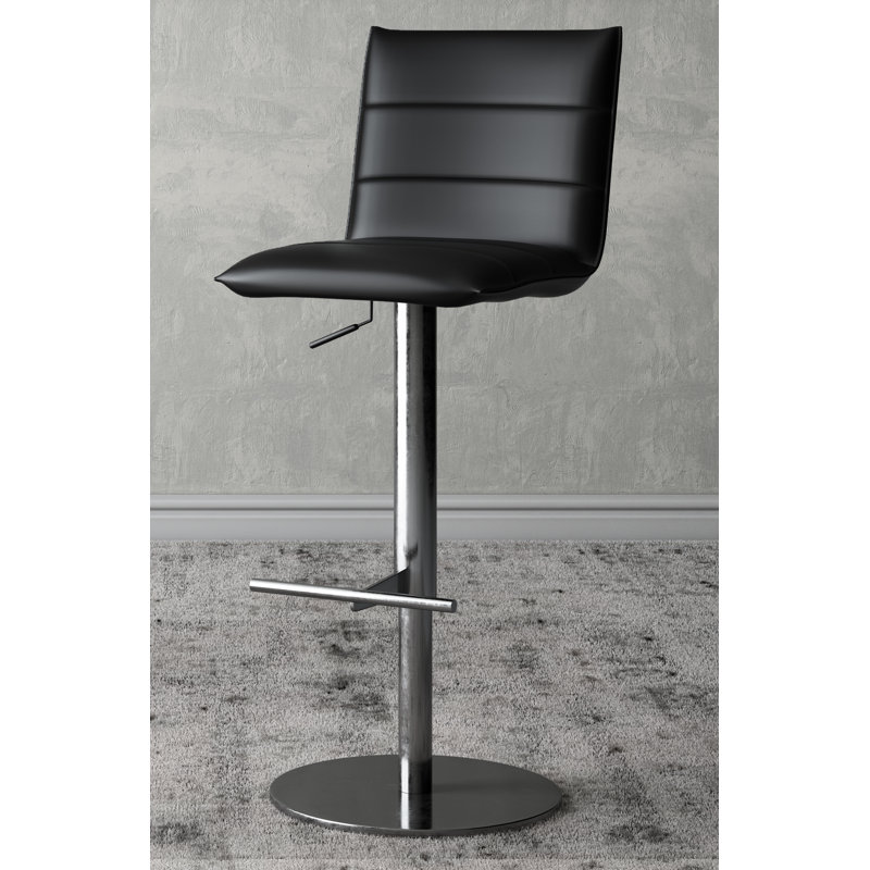 Zahra Swivel Upholstered Adjustable Height Counter Stool with Metal Frame, Black