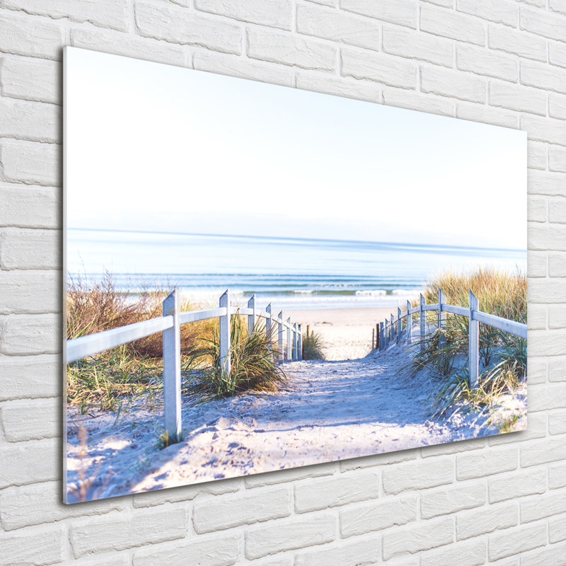Glass Print Wall Art 100X70cm Image Printed On Glass Decorative Wall Picture Behind Toughened / Tempered Safety Real Glass For Kitchen & Living Room Theme:Coastal Dunes