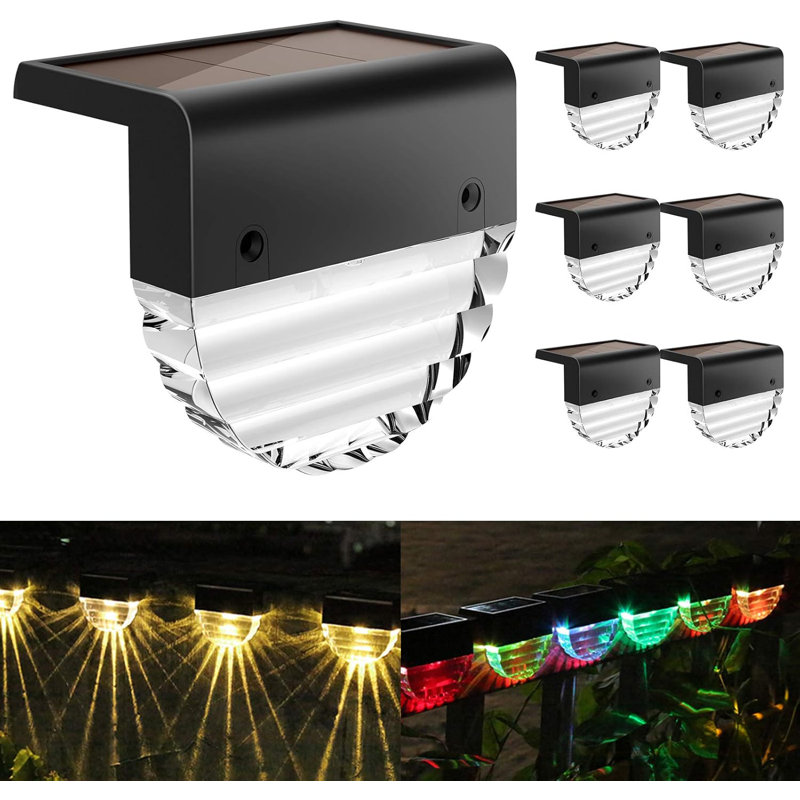 Solar Deck Lights, 6 Pack Waterproof LED Solar Lights Outdoor, Solar Step Lights Solar Fence Lights, Solar Lights For Outside, Garden, Patio, Stairs,Yard,10 Lumens, Warm White/Color Changing Lighting