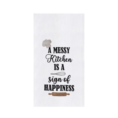 Messy Kitchen Happy Phrases and Sayings Towel