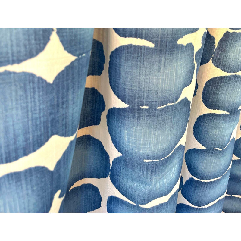 Paire de rideaux turquoise à pois Shibori, L 50 po x L 96 po