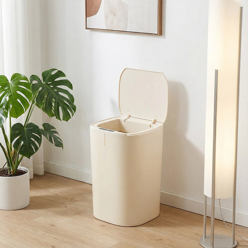 Plastic Motion Sensor Waste Bin - 16L, Cream
