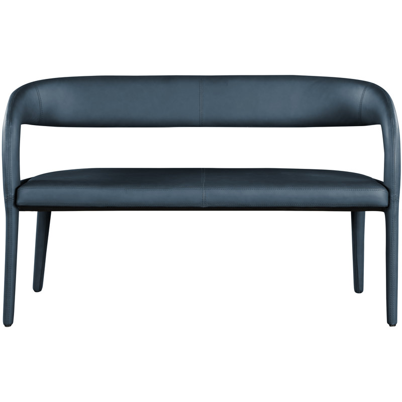 Sylvester Aurich Faux Leather Bench, Navy Vegan Leather