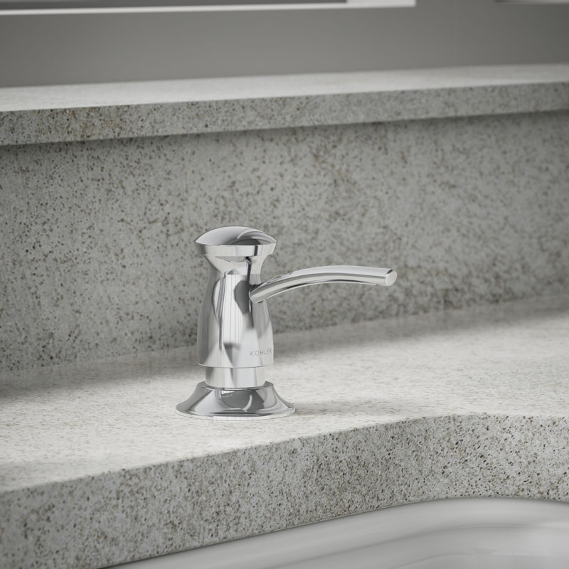Transitional Design Refillable Soap Dispenser, Lotion Dispenser for Bathroom or Kitchen, Polished Chrome