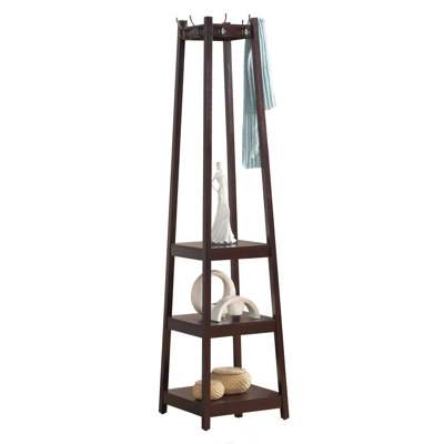 Coat Rack W/ 3-Tier Storage Shelves In  Finish
