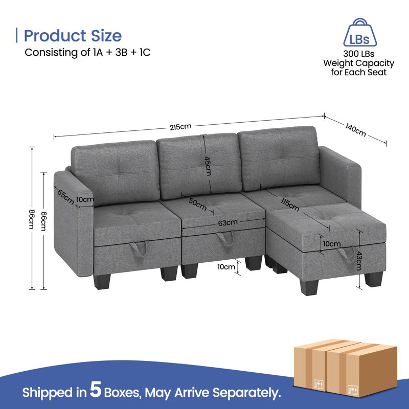 Fabric Sofa & Chaise, 3