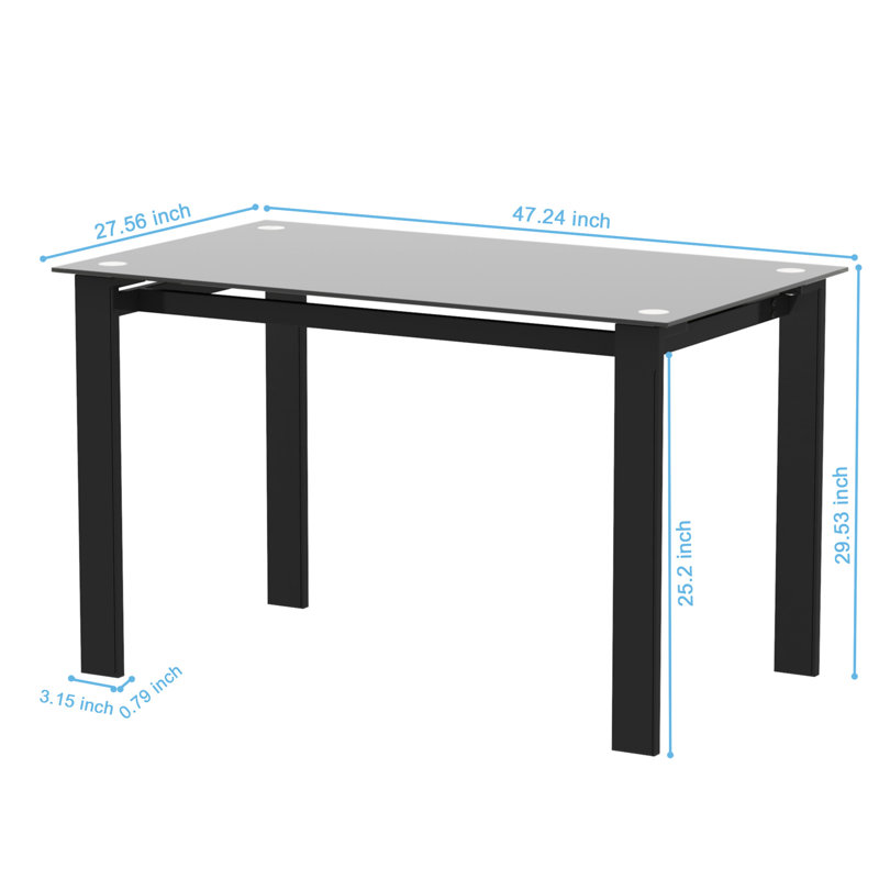 Table d'alpinisme en verre trempé noir rectangulaire pour les aspirants, capacité de charge de 170 lb rectangulaire, excitant, amusant, poids