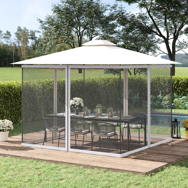10' X 13' Patio Gazebo And Canopy Sidewall Replacement Netting, White. Guards Winged Debris. Straightforward Installation Method. Suits Different 10'x13' Versions. Composed