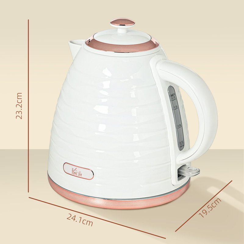 HOMCOM 1.7L Electric Tea Kettle, Cream