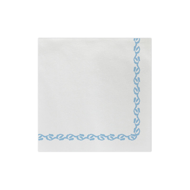 Papersoft Napkins Florentine Dinner Napkins, White/Light Blue