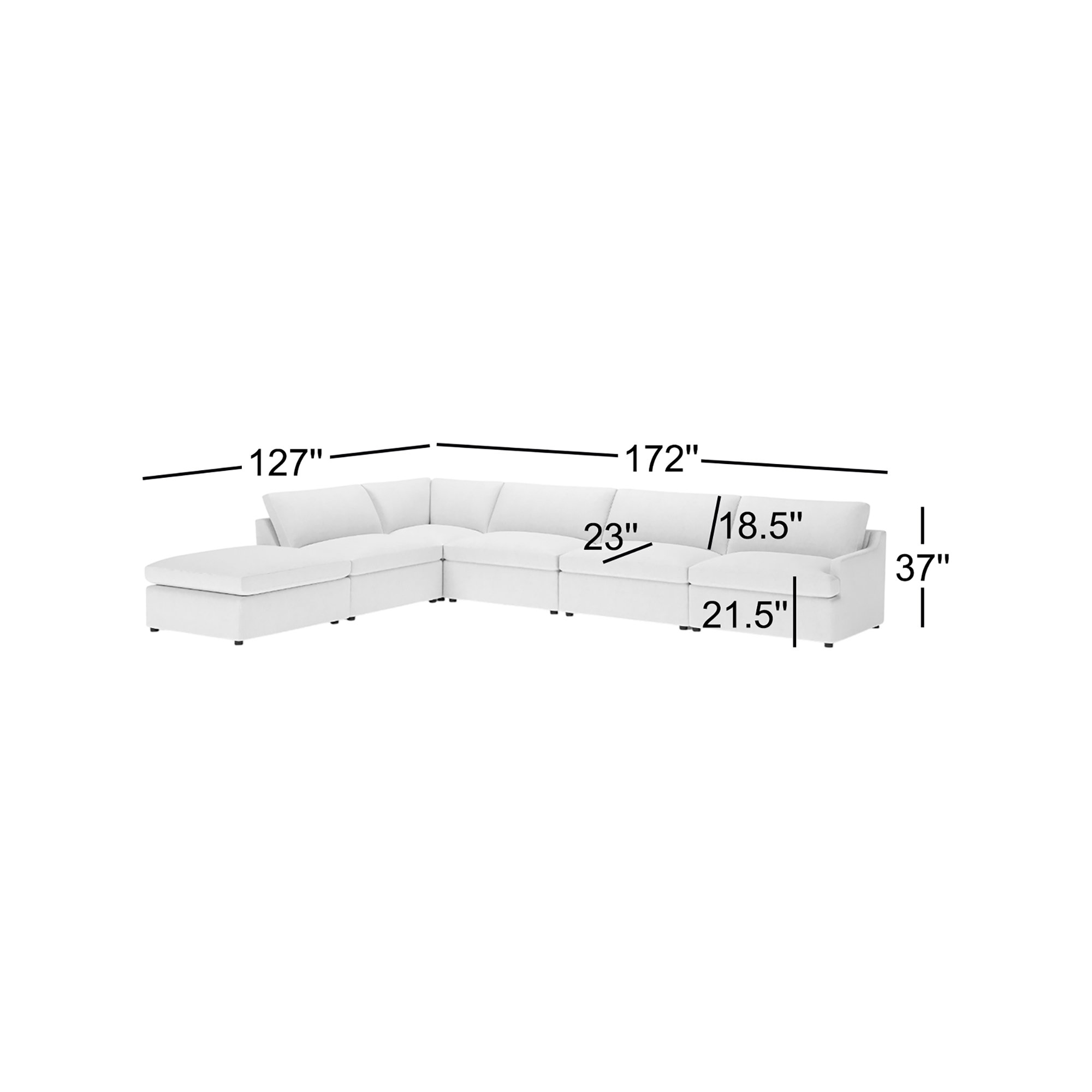 Essex 6-Piece Upholstered Modular Sectional, Left Hand Facing, John Flour Performance Linen Blend