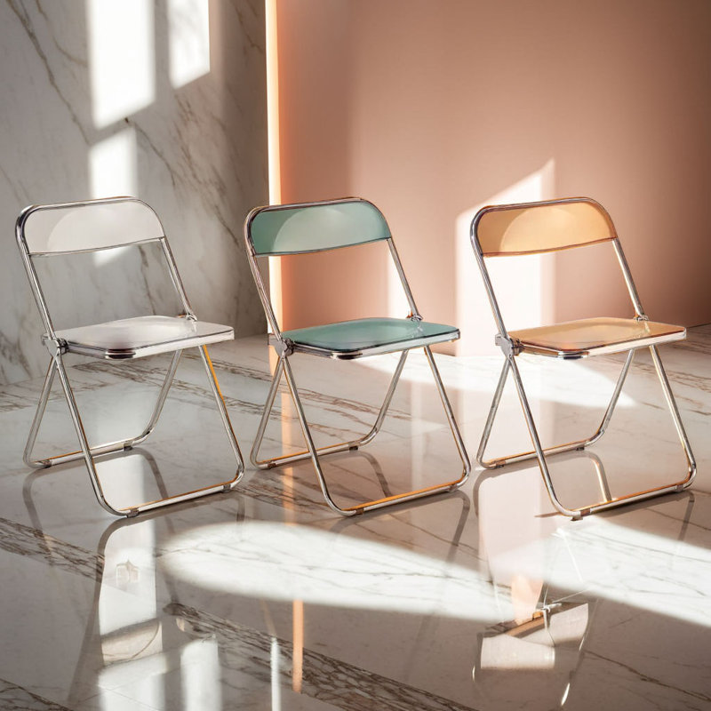 Chaise pliante en acrylique empilable et imperméable, Orange