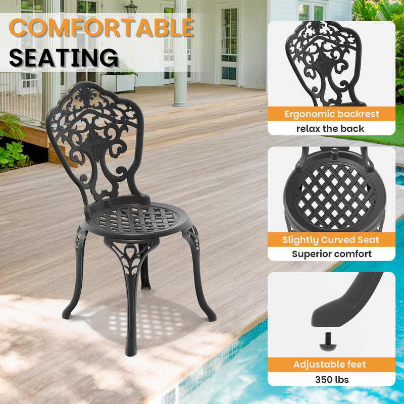 Ensemble de salle à manger de patio extérieur pour 6 personnes, chaises sans coussin, chaise compacte (largeur du siège: 15,35 po)