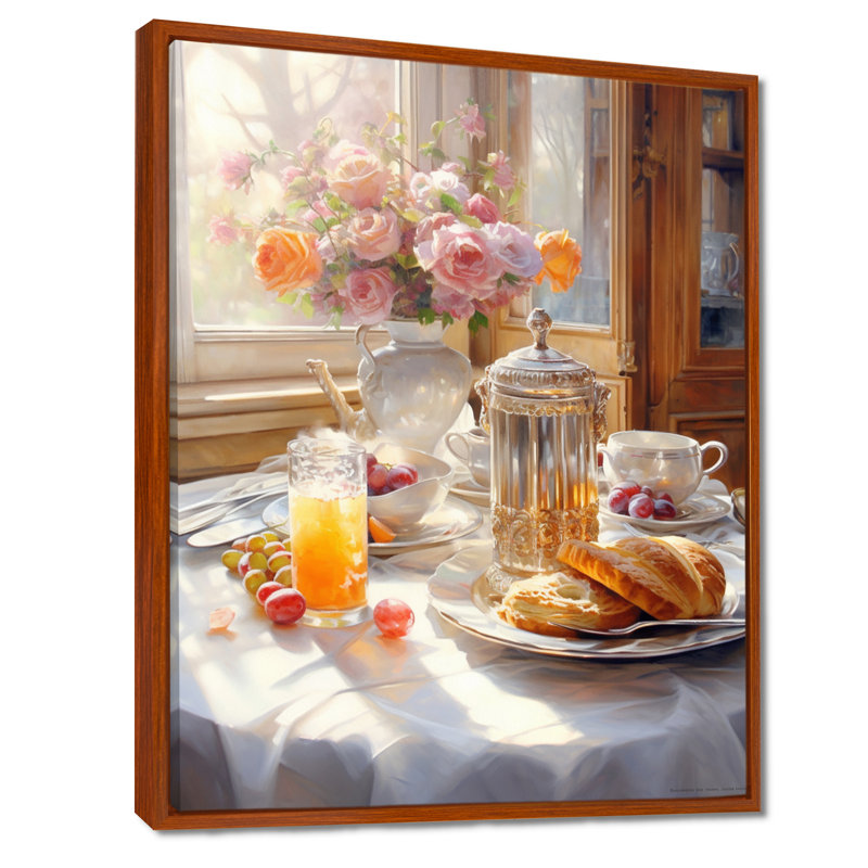 Latrivia Food Breakfast Cozy I, 20" H x 12" W x 1" D, Brown Floater Framed