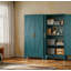 Grande armoire de rangement en métal 71 po avec 2 portes, 4 tablettes réglables et un espace de rangement indépendant-77629043-70342886