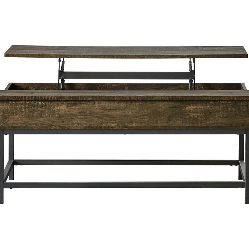 Table basse en chêne brun et sable noir pour espaces de maison organisés