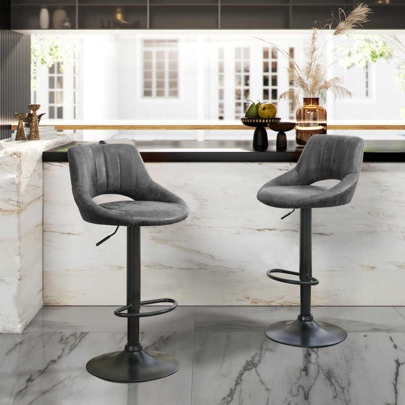 Tabouret de bar rotatif à hauteur ajustable Newville, Gris