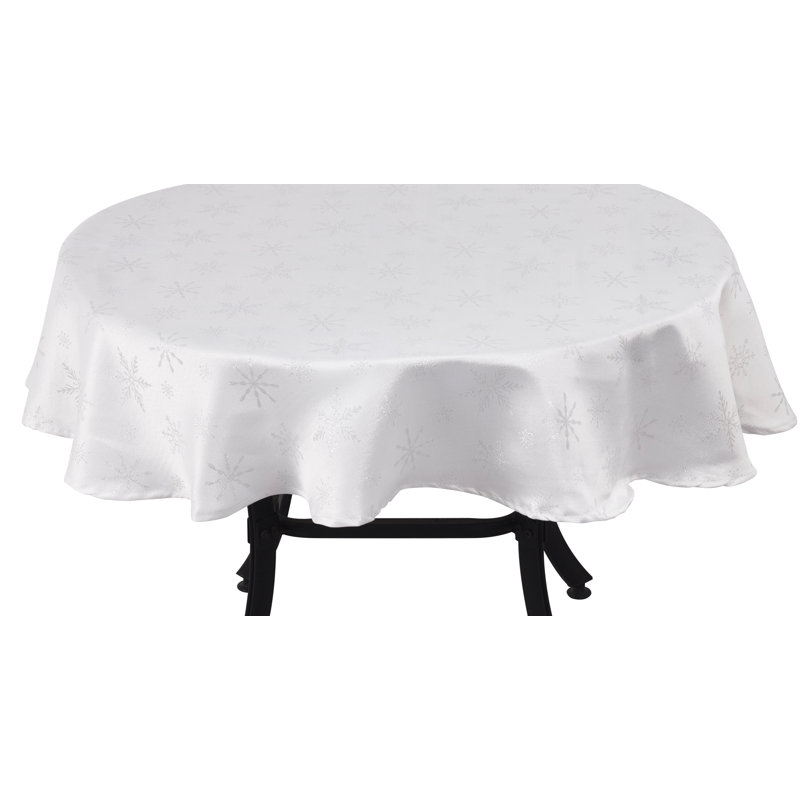 Herschel Christmas Snowflake Tablecloth, White/Silver, 180cm W x 275cm L