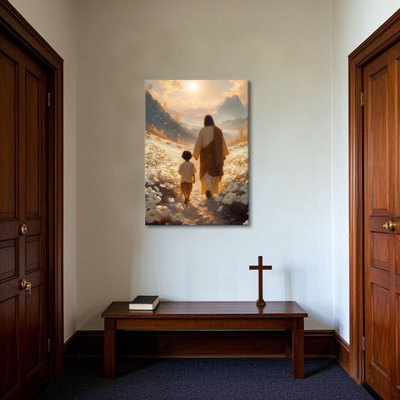 Jésus, art mural sur toile, Jésus avec enfants, œuvre d'art religieuse inspirante, affiches chrétiennes, pour chambre d'enfants, décoration intérieure