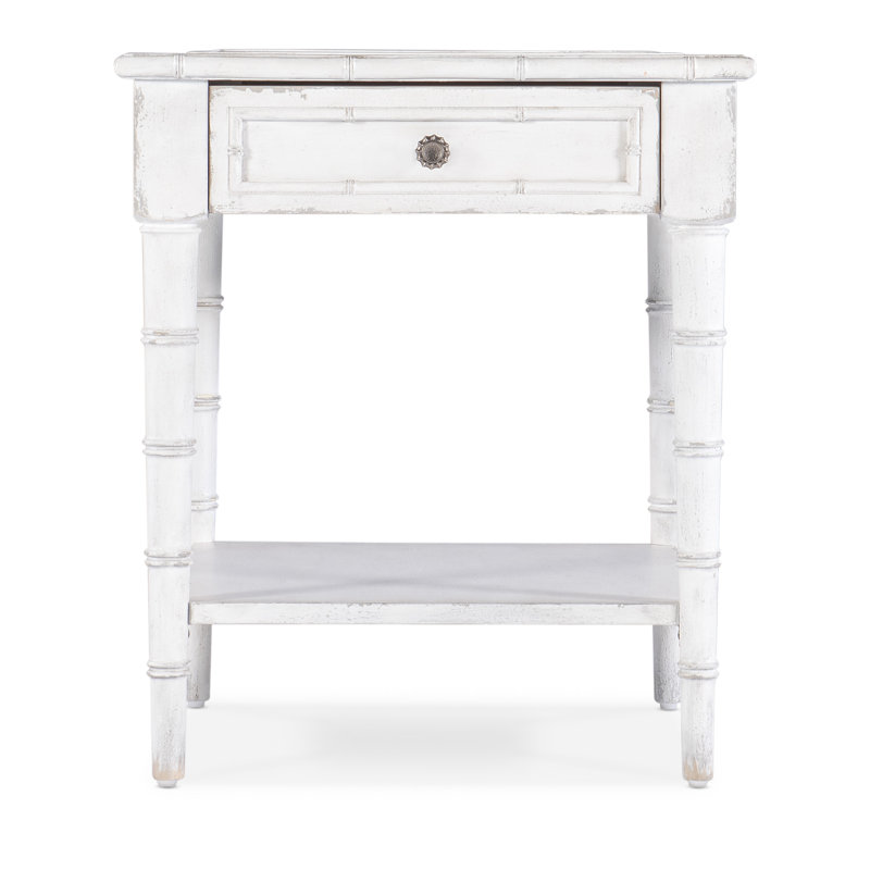 White Heron Rustic Rectangular End Table with Storage