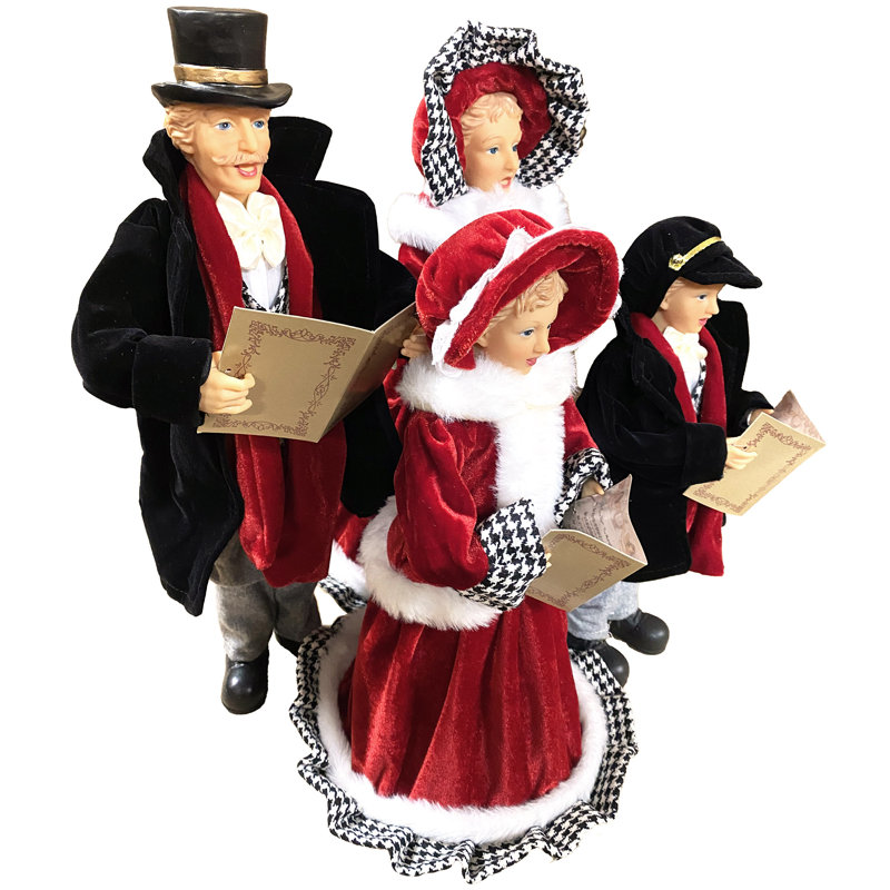 Caroling Hen Dog Family 4 Piece Set