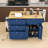 Farmhouse Rolling Kitchen Island with Drop Leaf, Storage Cabinet, Drawers, Power Outlet and 2 Stools-740859528