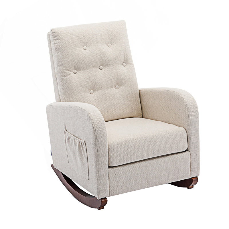 Chaise berçante à haut dossier, chaise de chambre de bébé et fauteuil à haut dossier moderne, Beige