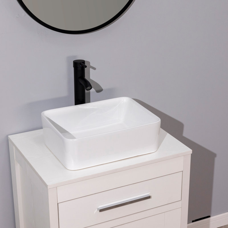 KGAR 12'' White Ceramic Rectangular Bathroom Sink