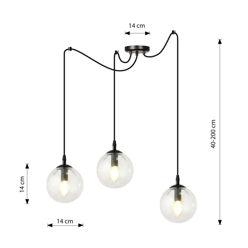 Garnes 3 - Light Sphere Pendant, Clear