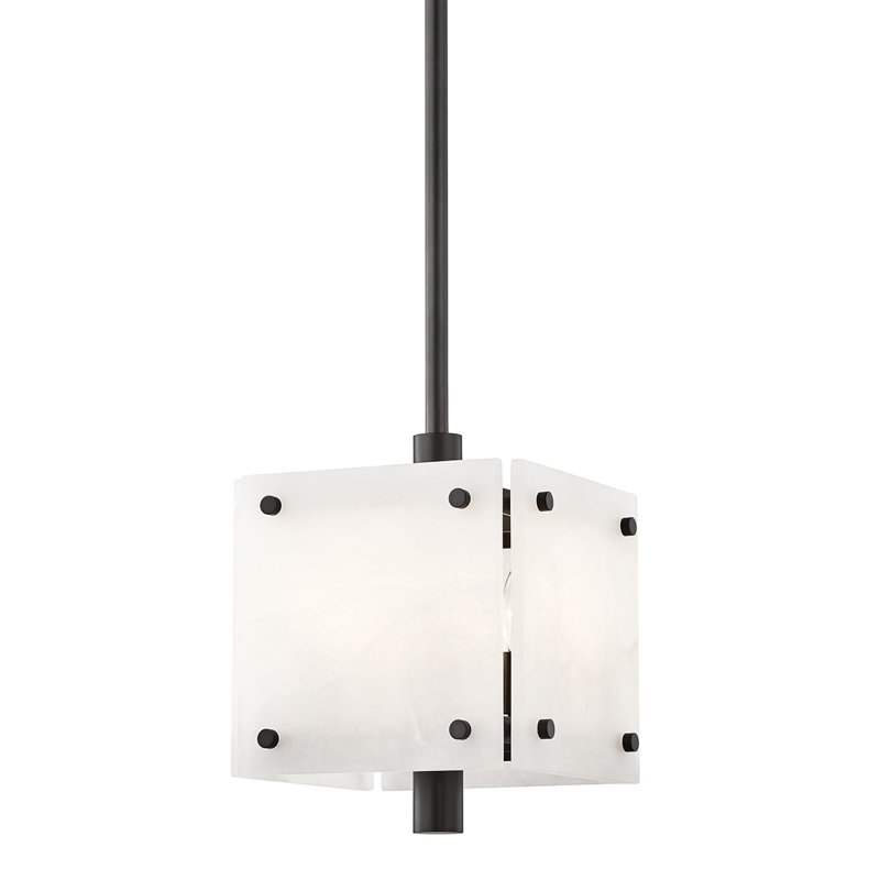 Luminaire suspendu carré simple 4 lumières Paladino, H 22,5 po x l 15,75 po x P 15,75 po, Bronze vieilli