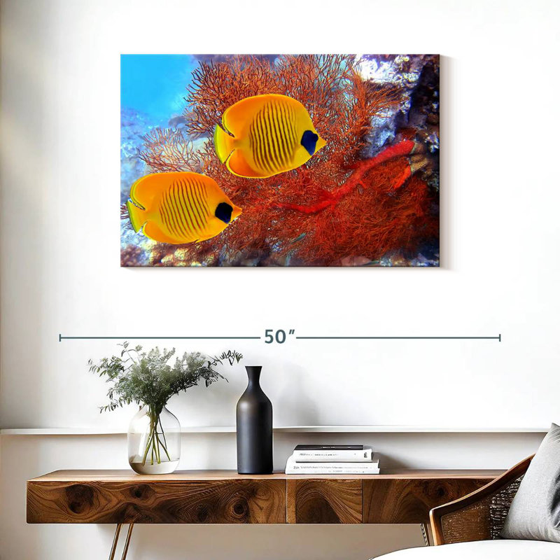 Poisson-papillon jaune Brampt récif corail, H 24 po x l 36 po