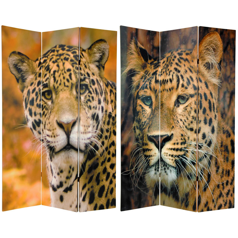 Double Sided Leopard Print Folding Room Divider