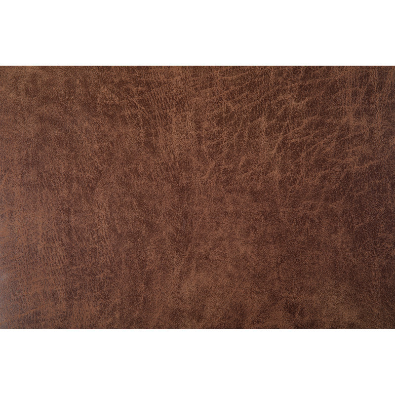 Distressed Umber Brown Faux Leather Storage Ottoman Bench
