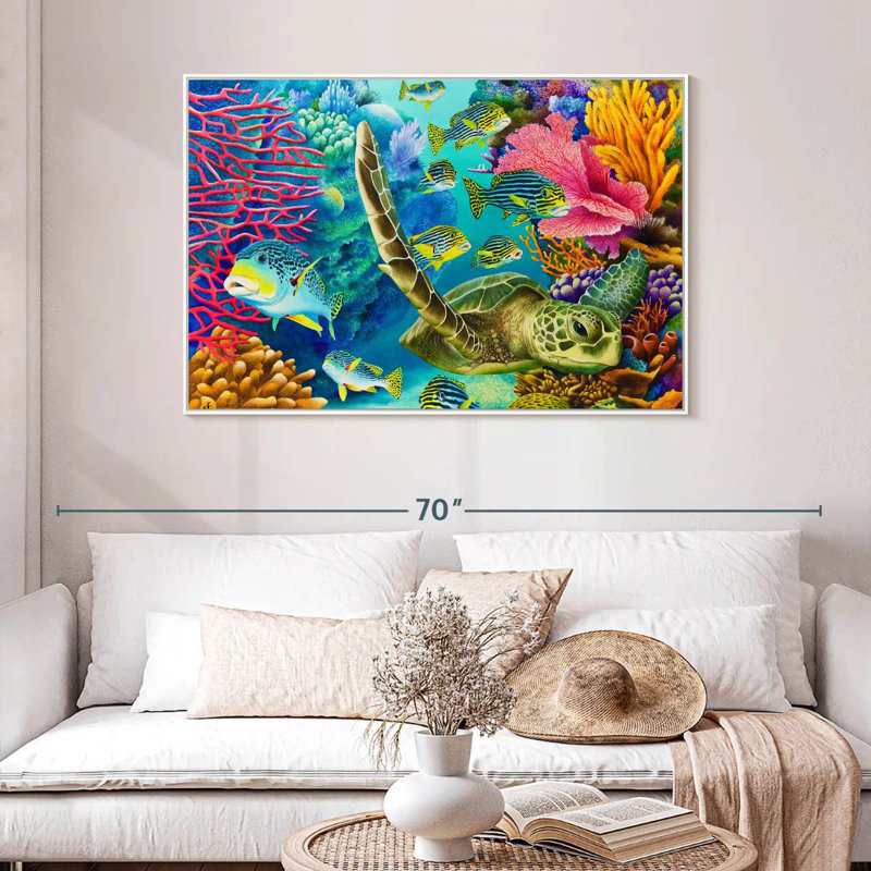 Coral Canyon, 46 po x 31 po, Cadre flottant blanc