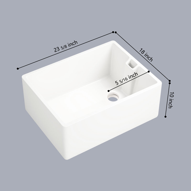 Évier en céramique de 23,6 po x l 18 po blanc, teinté, cuisine moderne essentielle à gratter et à teindre, utilisation efficace de l'espace