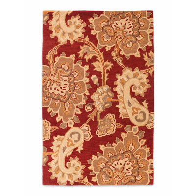 Chatney Hand Tufted Wool Eco-Friendly Area Rugs - Rectangle, Dark Red Color, Floral Modern Design, High Pile Thick Handmade Anti Skid Area Rugs for Living Room, Bed Room