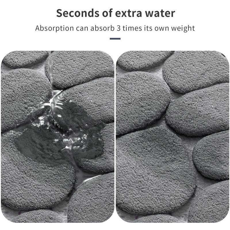 3 Piece Plush Memory Foam Bath Rug Set with Non-Slip Backing and High Absorbency, Dark Gray